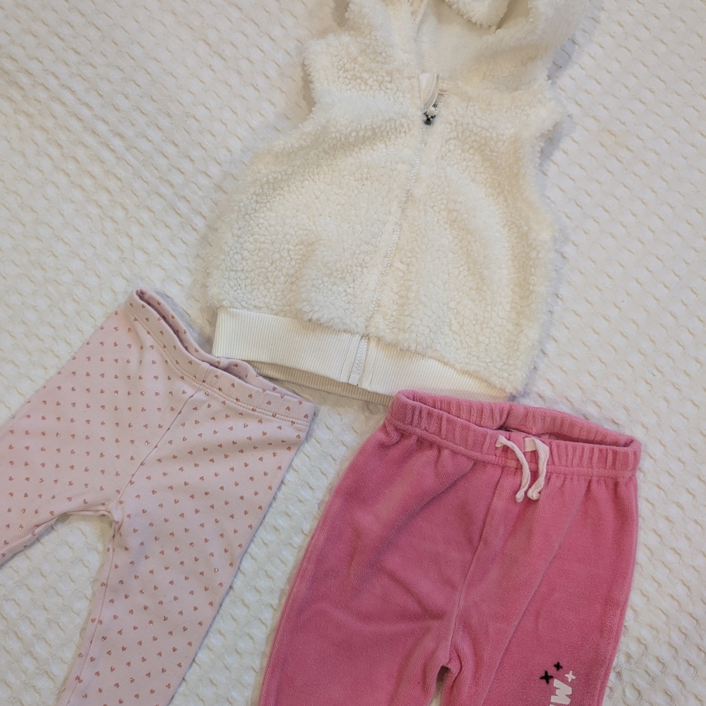 0-3 Month Sherpa Vest and Pant Bundle